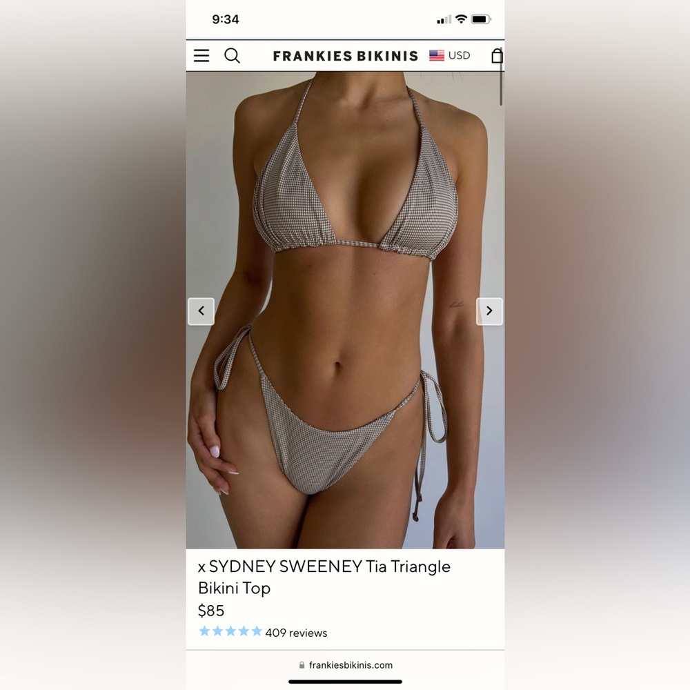 NWT Frankie’s Bikinis x Sydney Sweeney Florence Gingham Bikini Set